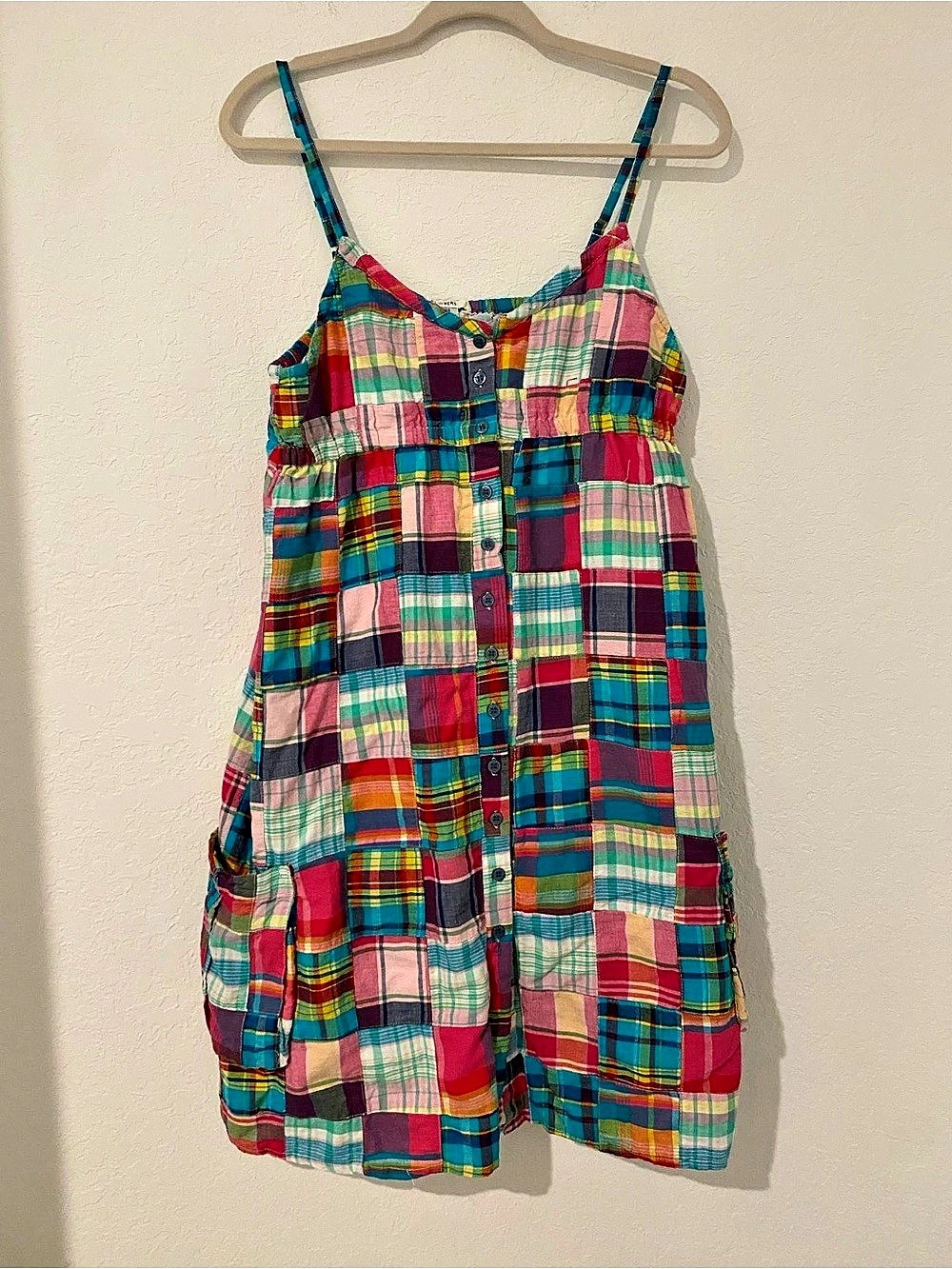 Flowers Plaid Mini Dress in Multicolor Size Large